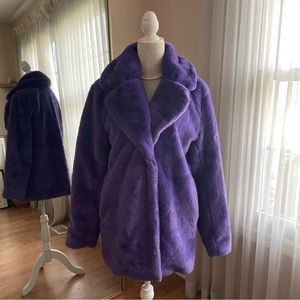 H&M Divided Purple Faux Fur Fun Statement Coat Size S